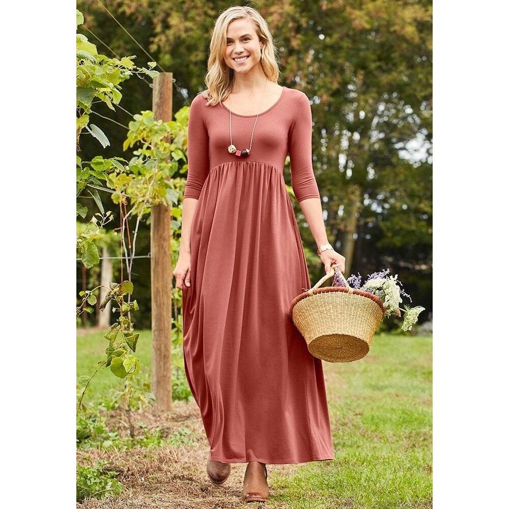 Matilda Jane X Joanna Gaines Country Drive Mauve Maxi Dress with Pockets Size M
